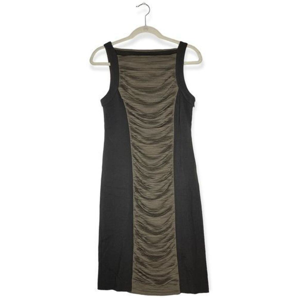 Nicole Miller dress midi dark green bodycon contrast ruching y2k party women’s M